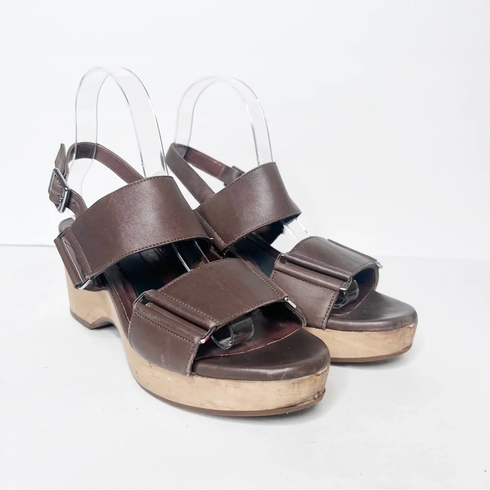 Marni Brown Leather Platform Sandals Size 9 Women’s